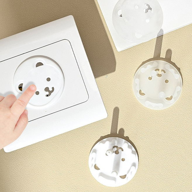 말랑베이비 곰돌이 콘센트 멀티탭 안전커버 감전 방지, 투명, 12개