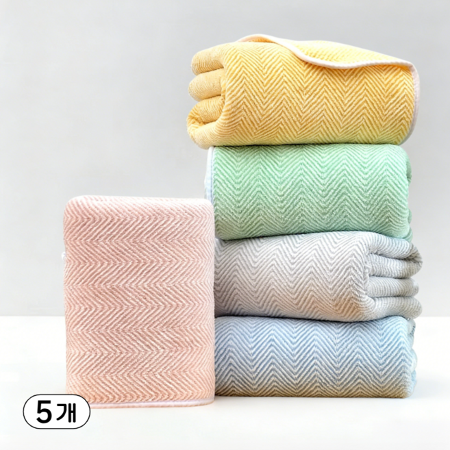 Ahomeone 호텔 수건 고흡수력 극세사 먼지없는 수건 세면 타월 130g, 믹스 컬러, 5개