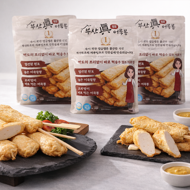 [고단백] 부산진 어묵봉 밀가루없는 어묵 오뎅바 부산 오뎅 꼬치어묵 어묵바, 2세트, 1.5kg