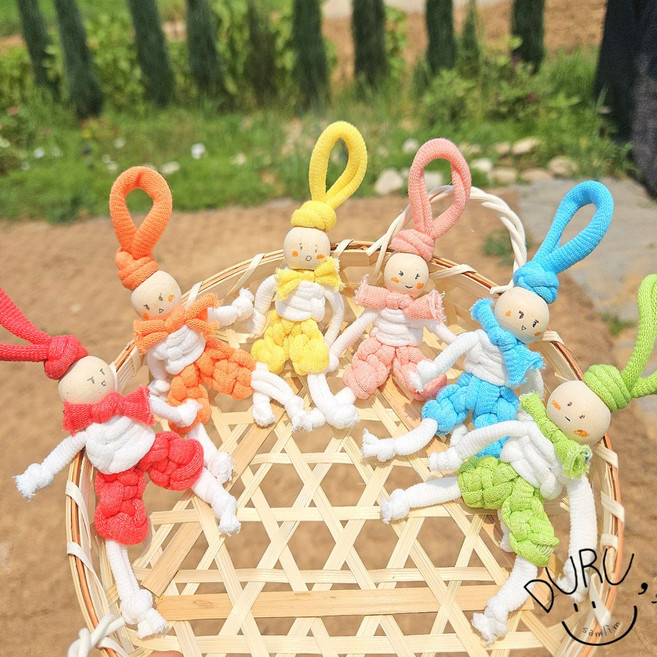 양말목 업사이클 걱정인형 키링 DIY 키트 매듭공예 수업 중학교 단체 미술활동, 1개, 노연핑빨주파친구들