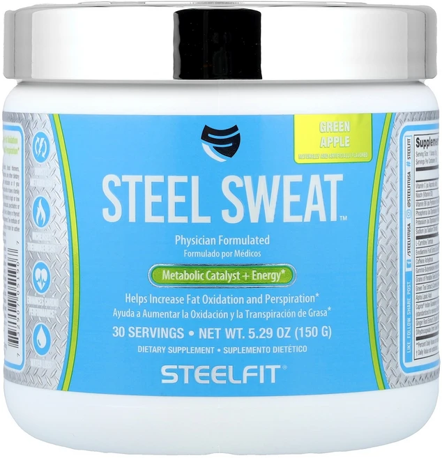 SteelFit Steel Sweat ™ Metabolic Catalyst + Energy Green Apple 5.29 oz (150 g), SteelFit, Steel Sweat ™, Metab, 150g, 1개 - 쿠팡