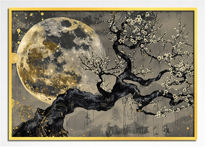 퍼즐피플 보름달과 매화나무 1000피스 직소퍼즐액자 PZP1000-005, 1개, 퍼즐+알루미늄골드액자