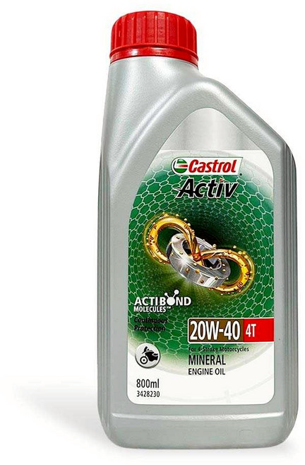 油工廠 CASTROL ACTIV 護力 4T 20W40 公司貨 礦物機油 800ml, 1個, Activ 20W40 800ml