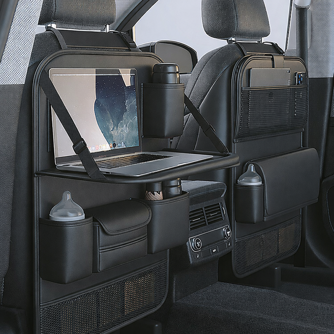 올탐 차량용 수납함 카시트 뒷자석 트레이 테이블, 블랙, 1개