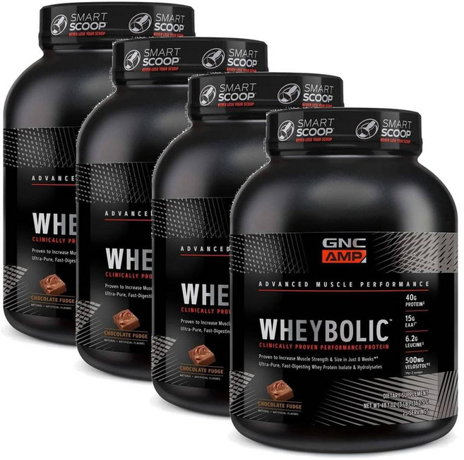 지엔씨 웨이볼릭 프로틴 파우더 초콜릿퍼지맛 GNC AMP Wheybolic, 4개, 1.36kg