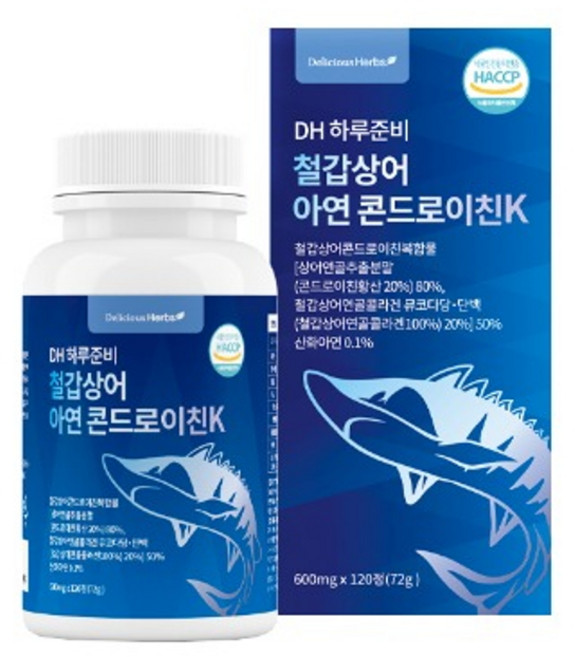 DH 하루준비 철갑상어 아연 콘드로이친 K 600mgX120정 2개월분 대용량 뮤코 다당 단백 콜라겐 보스웰리아 초록입 홍합 뼈 관절, 1개, 120정