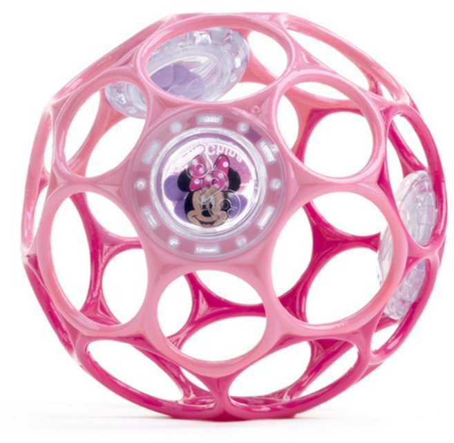오볼 디즈니베이비 유아용 래틀 공 장난감 딸랑이 치발기, PINK(핑크), 1개