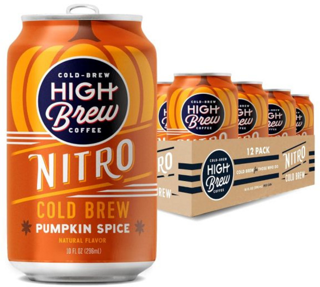 콜드브루 원액 대용량 홈카페 커피 하이브루 니트로 블랙 슈가 프리 유제품 10온스 즉석 음료(12팩), Nitro Pumpkin Spice