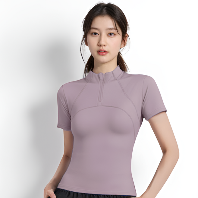 에이프릴랩스 반집업 기능성 요가 필라테스 운동 반팔 티셔츠