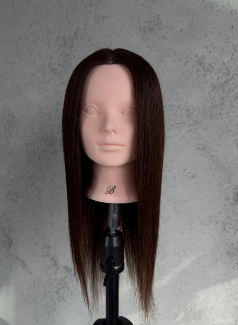 베스트 미용 가발 연습용 통가발 고급 인모 18인치 46cm 100% 커트 펌 염색 탈색 업스타일 드라이 컷 헤어마네킹, 1개, 노메이크업