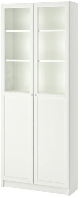 이케아 빌리 옥스베리 책장+패널 유리도어 화이트 80x30x202cm 492.817.77, 6단