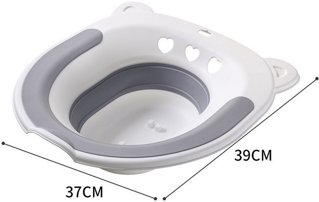 折疊坐浴盆 痔瘡泡盆 馬桶盆 沖洗器 溫水坐浴 洗屁屁神器 免蹲浴盆 通用式馬桶坐盆, 灰色(無沖洗器), 1個