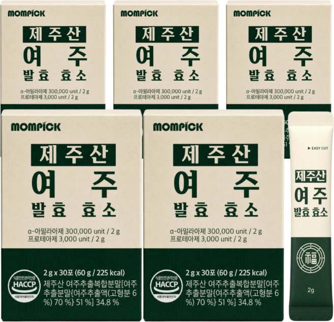 맘픽 국산 여주 발효효소 제주산 여주와 효소 식약청인증 HACCP 분말, 5개, 30회분