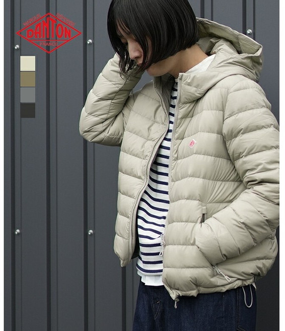 단톤 나일론 타페타 미들 다운 여성 후드 패딩 재킷 4색상