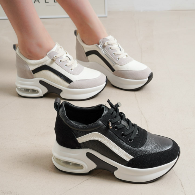 발편한 가죽 통굽 키높이 운동화 스니커즈 8cm