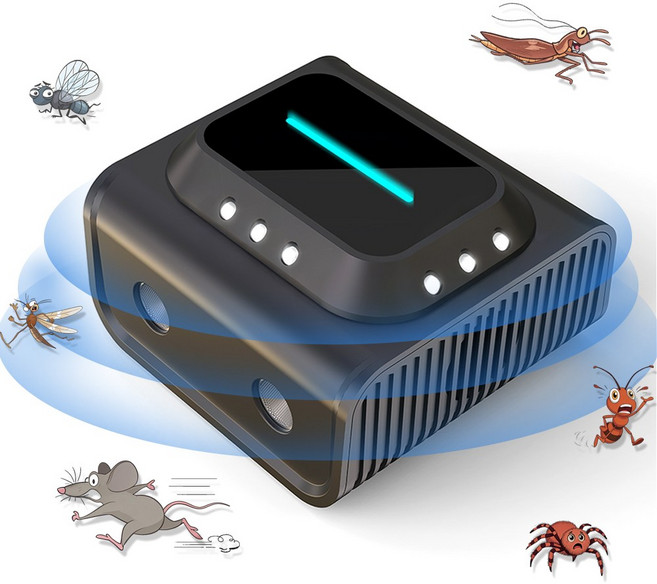 초음파 쥐퇴치기 해충퇴치기 3가지 모드 듀얼 초음파 스피커 LED 간헐 저전력 가정 상가 창고 필수템, 초음파 블랙