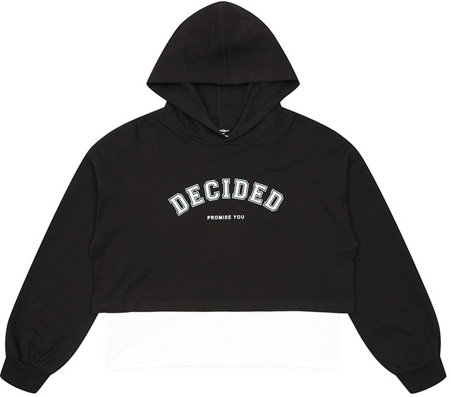 에꼴리에 여아 레터링 레이어드 후드 티셔츠 23A3755_BK