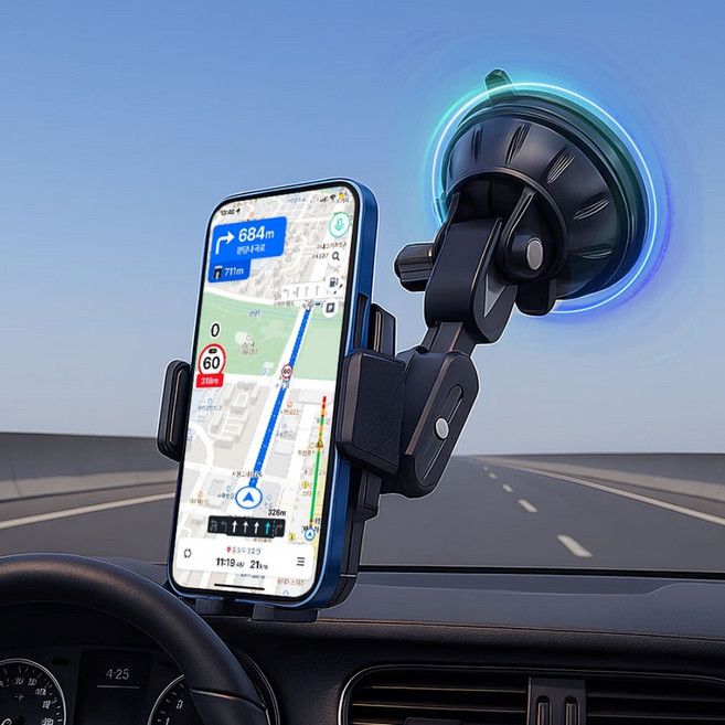 세이보링 차량용 대형 흡착식 거치대 핸드폰 대쉬보드거치대, 블랙, 1개