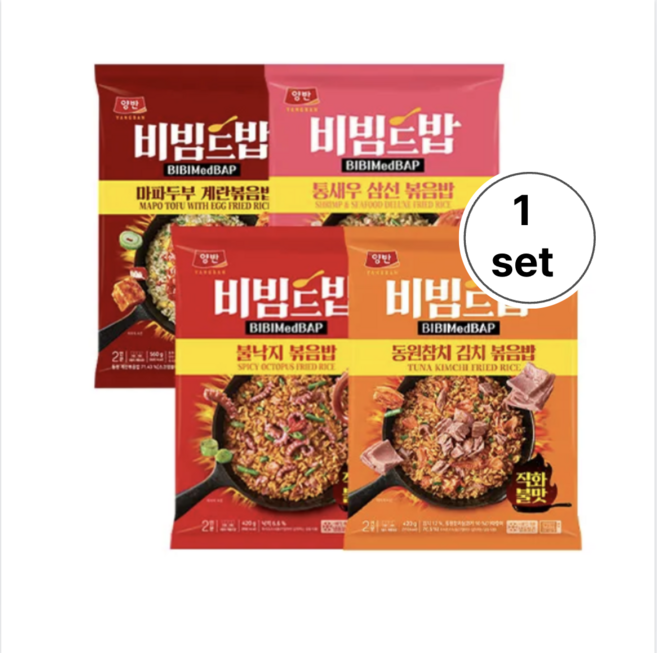 양반 비빔드밥 냉동 볶음밥 매콤불낙지 + 참치김치 + 통새우삼선 + 마파두부계란, 3세트