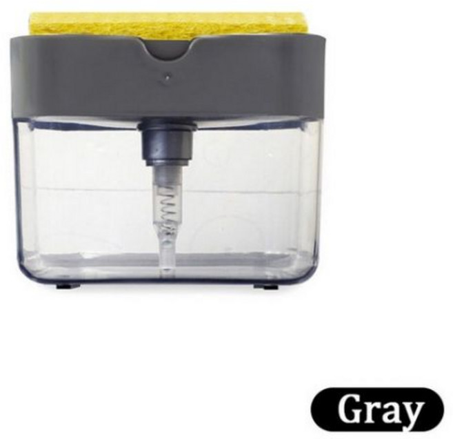스폰지 포함 비누 디스펜서 펌프 수동 프레스 청소 액체 용기 정리함 주방 도구, 02 gray, 1개