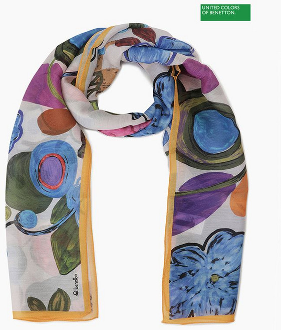 베네통 울실크 플라워 머플러 BCMFA1611