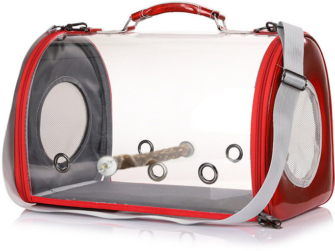 JINXIY 앵무새 가방은 다목적 투명한 조류 가방에서 PET 가방을 곁들인 크로스 -돈 투명 핸드 버드를 곁들인 케이지와 함께 줄 밖으로 나옵니다., Peppercurry 목재 스탠드 스틱이 없습니다, 1개