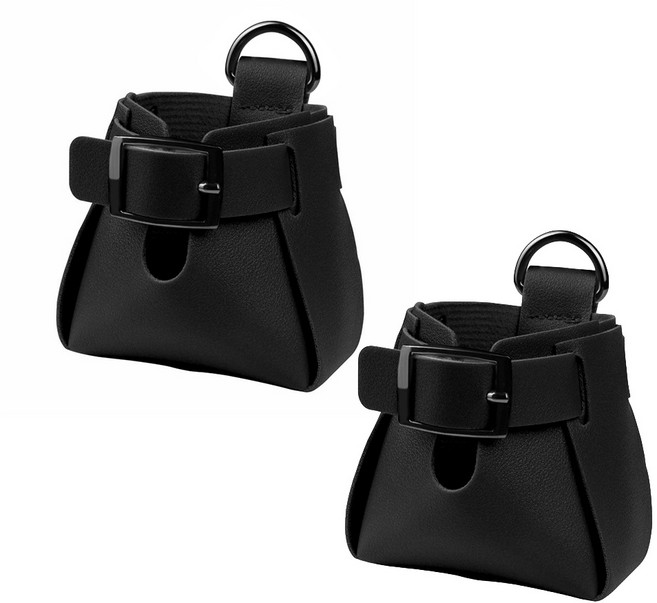 차량용 1+1 미니 송풍구형 레더포켓 수납함, 검정, 2개