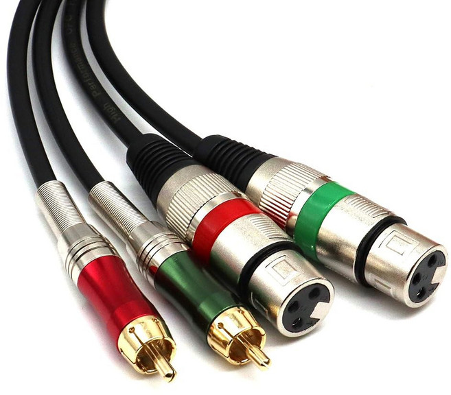SiYear 10FT XLR 여성에서 2x 포노 RCA 플러그 어댑터 Y 스플리터 패치 케이블 3핀에서 듀얼 남성 스테레오 오디오 케이블 커넥터3M, 3m(2 XLRF-2 RCAM), 1개