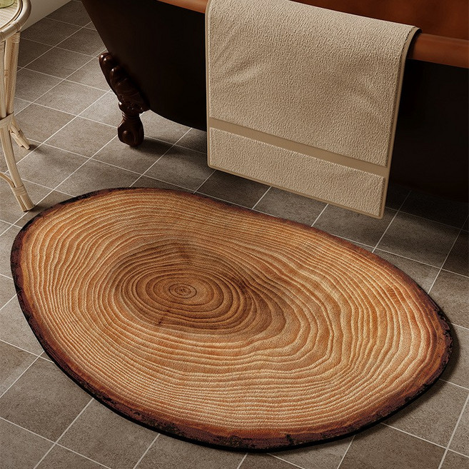 미끄럼방지 규조토 욕실 주방 발매트 원목 디자인, 1개, 나무 무늬