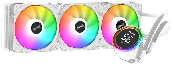 龍王 CPU水冷散熱器 一體式水冷 ARGB燈效 靜音高效散熱, 白色, 1個, EXCAVATOR 360