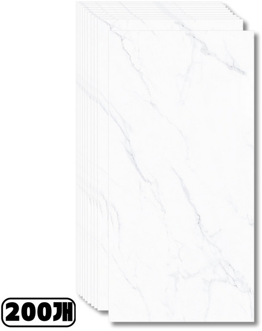 에이제이케이 붙이는 벽지 접착식 데코 타일 폼블럭 대리석 타일시트지 1박스 200개, 실크 화이트