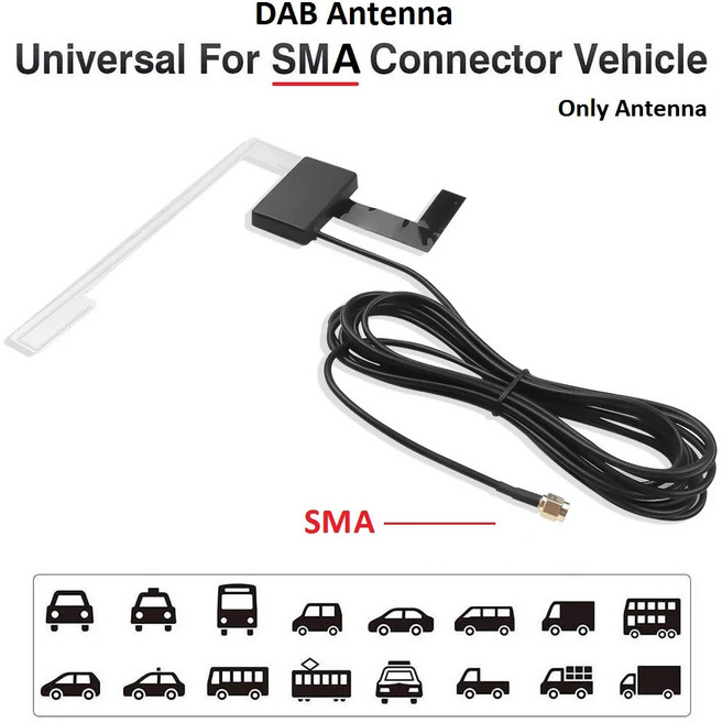 NAVIFLY 차량용 안테나 3 in 1 DAB + AM + FM 안테나 5M 케이블 SMB 증폭 지붕 마운트 방수 방진 자동차 액, 01 SS-DAB-SMA, 1개
