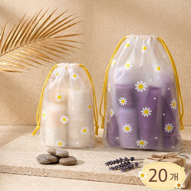 맘띵마켓 복조리 스트링백 구디백 유치원 어린이집 간식 선물포장 파우치, 20개, 데이지 M (20x30cm)