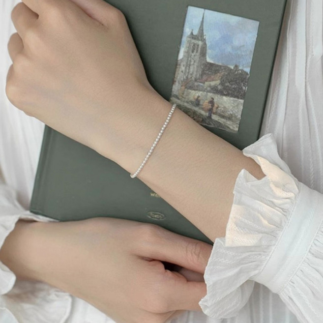 제니블링 2mm 에끌라 미니멀 진주 비즈 팔찌