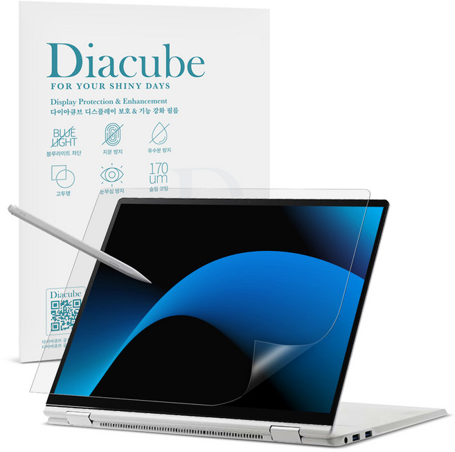 다이아큐브 엘지 그램 프로 360 40.6cm (16T90TP/16TD90TP) 저반사 지문방지 블루라이트차단 액정보호필름, 1개