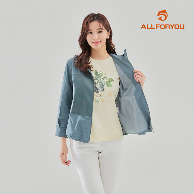 [올포유] [모델착장] 여성 후드 인조가죽 패치 사파리 점퍼 ALFRL2321-830