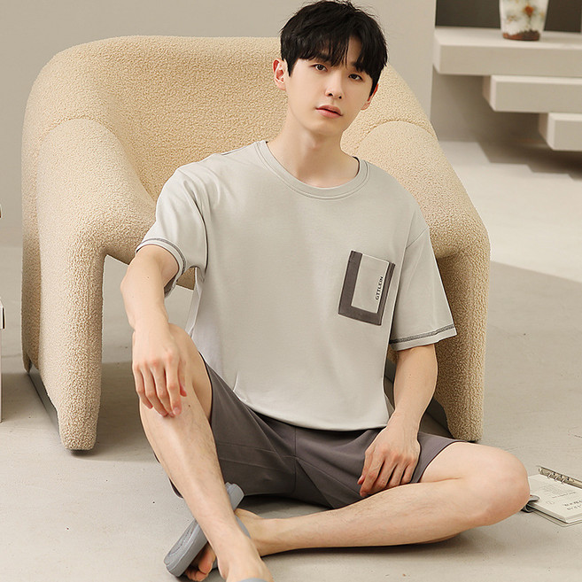 여름남성 파자마 세트 초부드러운 모달 면 빅사이즈 심플 루즈핏 반팔 홈웨어 쾌적