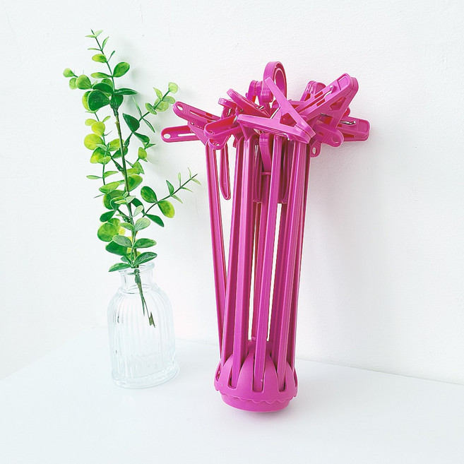 일조 5-4 알뜰건조대 국산 360도 회전 가능한 원형 빨래걸이 빨래집게 문어발 양말 수건 건조, 핑크, 1개