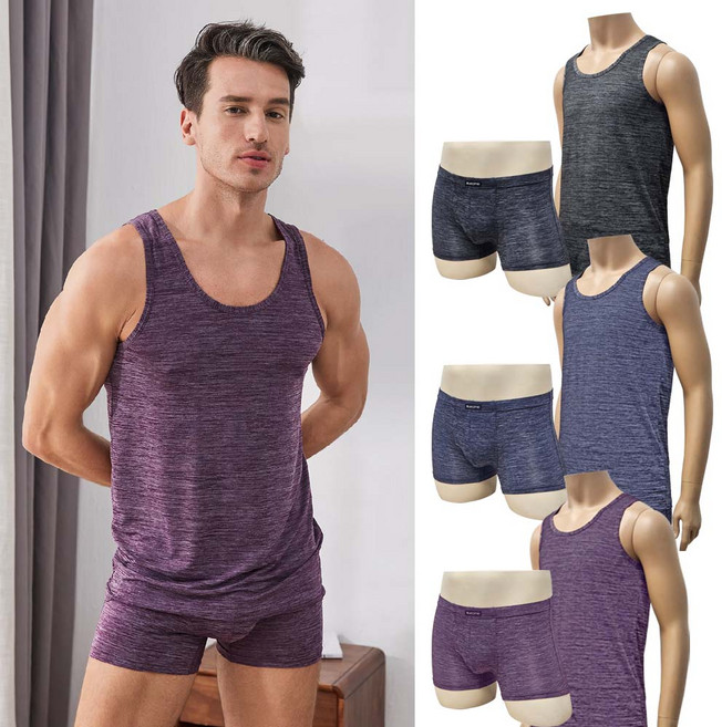 하누리 스페이스인팅 부드러운 남성 민소매 런닝 팬티 6매 세트 런닝+드로즈