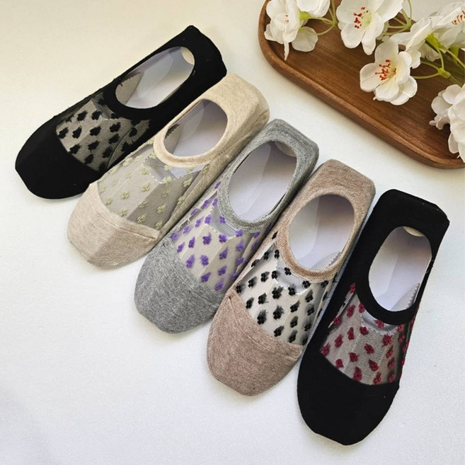 5족세트 시스루 꽃잎 덧신 여성 플라워 미끄럼방지 덧신