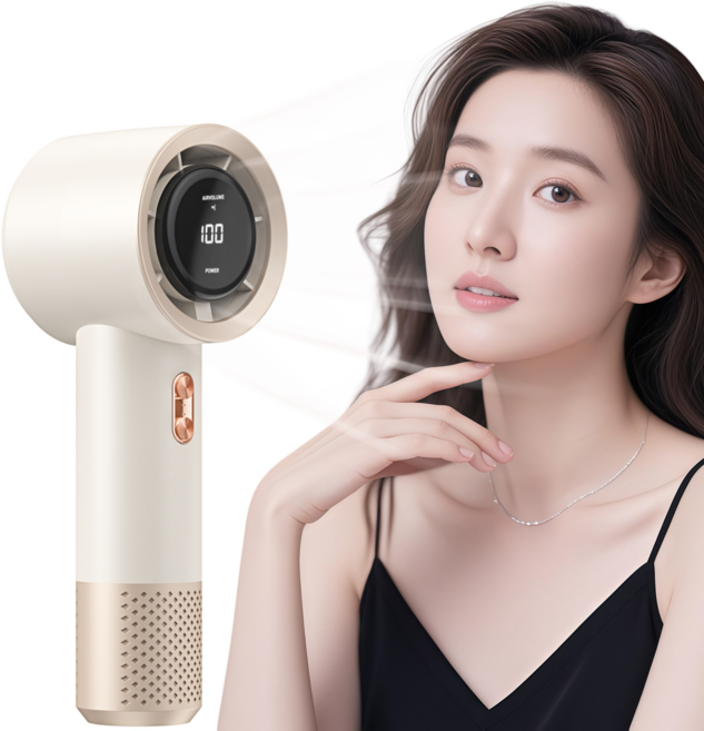 Kynetic 휴대용 선풍기 초소음 강풍 199단 미니 손선풍기, 베이지