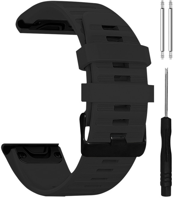 더조은셀러 퀵핏 실리콘 스트랩 20mm 22mm 분리연장 봉 변경 가민 호환 포러너 피닉스 에픽스 어프로치 인스팅트 디센트 비보 액티브 베뉴, 1개, 블랙