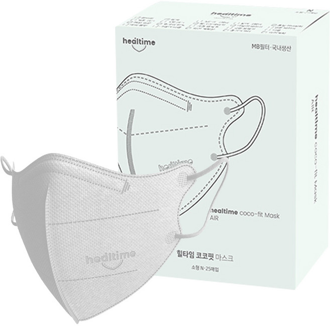 힐타임 코코핏 KF94 컬러 마스크 소형N 새부리형 숨쉬기편한, 25매입, 1개, 실버그레이