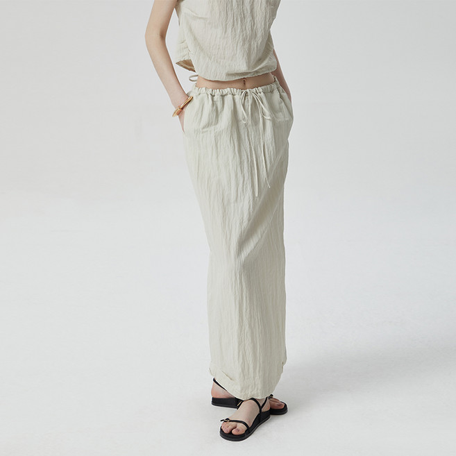 [컴젠] 여성 스트링 디테일 스커트 CREAM