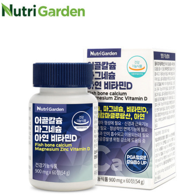 뉴트리가든 어골칼슘 마그네슘 아연 비타민D 54g, 60정, 1개