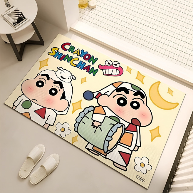 욕실 발매트 규조토 미끄럼 방지 속건 화장실발매트 주방 문어귀 매트 큐티보이, 화이트+그린