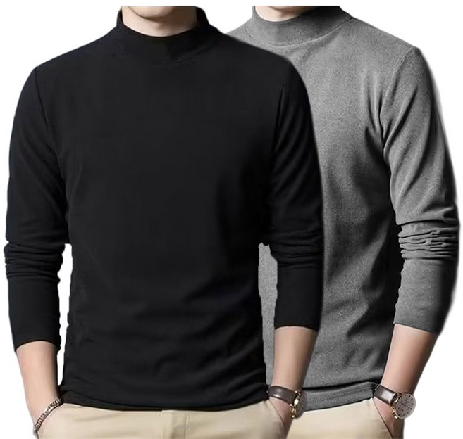 더놀자 겨울작업복 기모 보온 목폴라 티셔츠 1+1