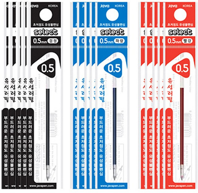 자바 셀렉트 제트볼 볼펜 리필심 0.5mm 1타 24개입, 빨강