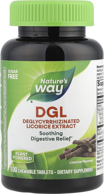 Nature's Way DGL 글리시리진이 제거된 감초 추출물 츄어블 100정, NaturesWayDGL글리시리진이제거된감초추출물츄어블, 1개 - 쿠팡
