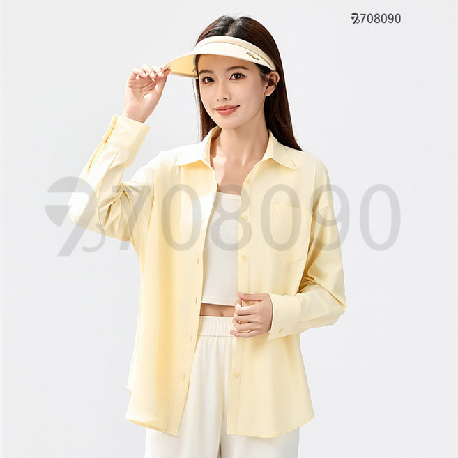 708090 UPF200+ 여성용 자외선차단 셔츠 캐주얼 아이스 오버핏 긴팔 데일리룩
